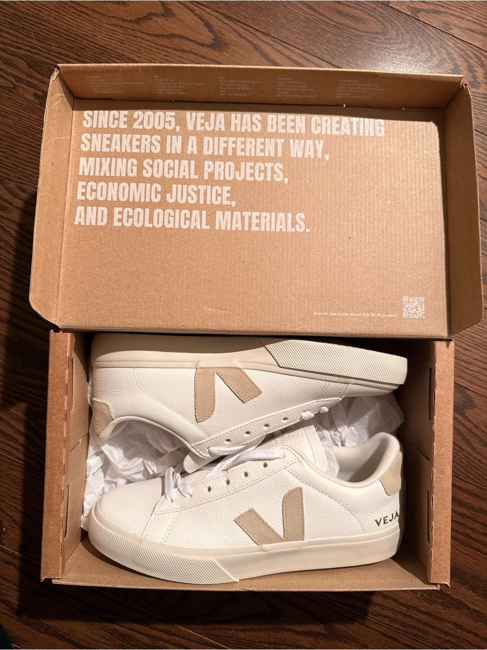 NWT VEJA Campo Chromefree Leather Sneakers Extra White Almond US 9 / EU 40 - Picture 8 of 10